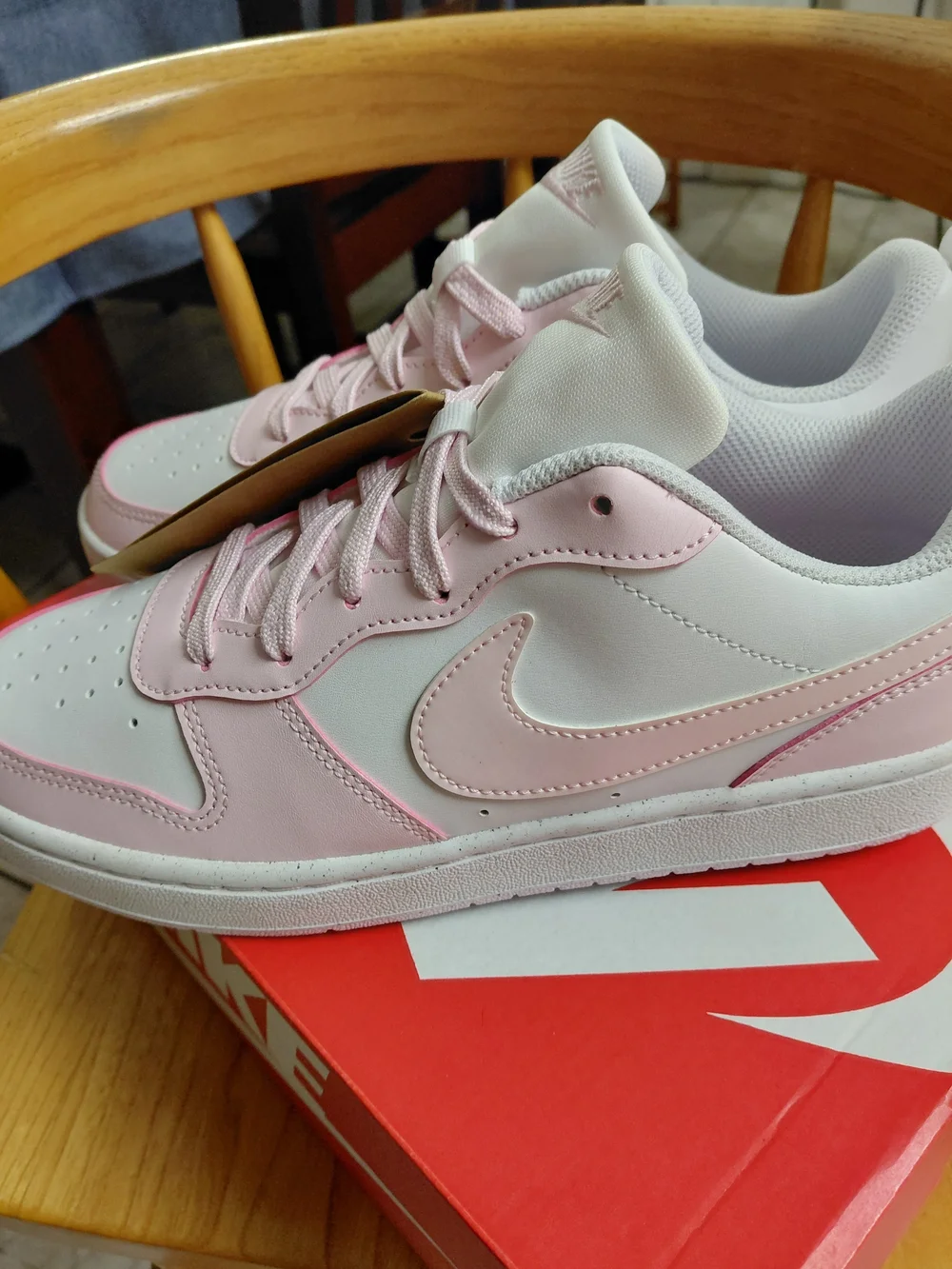 Brand New Nike Court Pink & White Low-Top Sneakers
